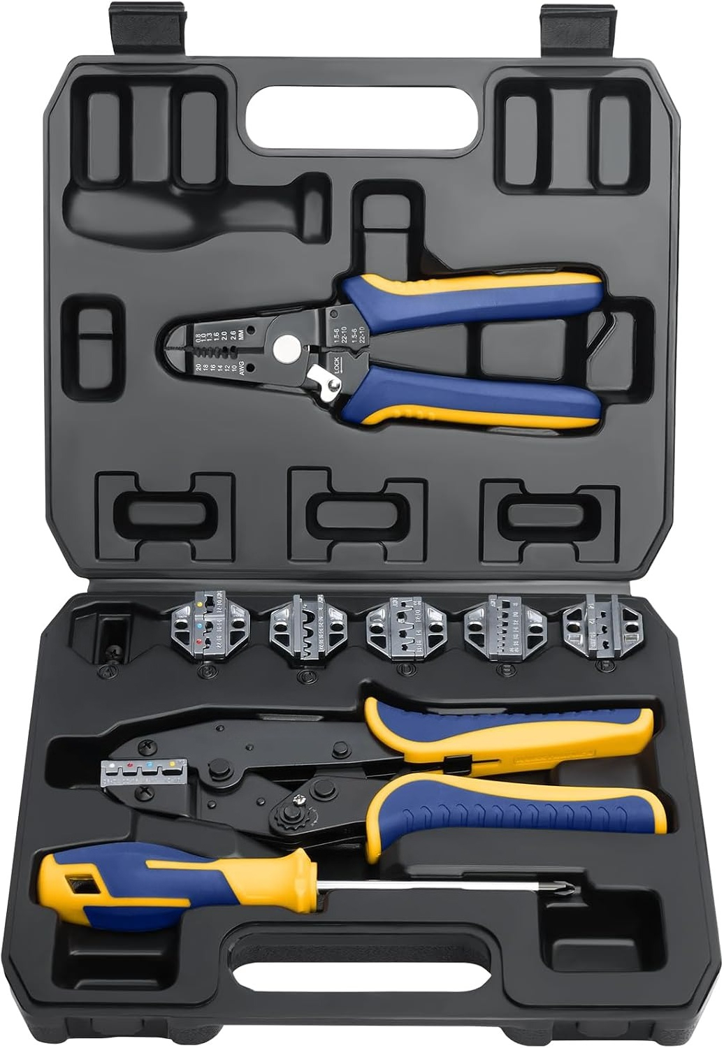 Tool Set - 8-teiliges Crimpwerkzeug-Set, 6-teilige Matrizen, Abisolierer und