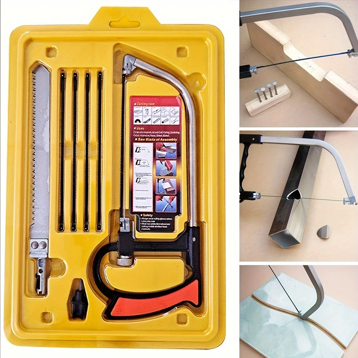 Hacksaw - Bügelsägen-Set, 12-Zoll-Stahlsäge mit austauschbaren Sägeblättern und